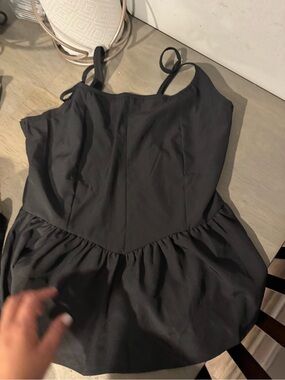 Closet women size M-L Black One-Piece Swimsuit with Peplum